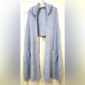 Softies Marshmallow Hooded Scarf Wrap Cardigan Caribbean Blue OS
